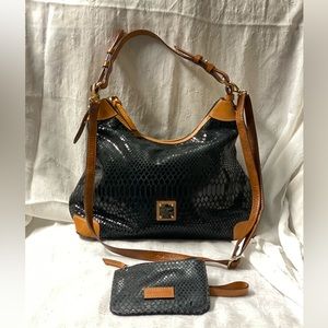 Dooney & Bourke Croc Gator Embossed Leather Snake Handbag Satchel Purse w/wallet